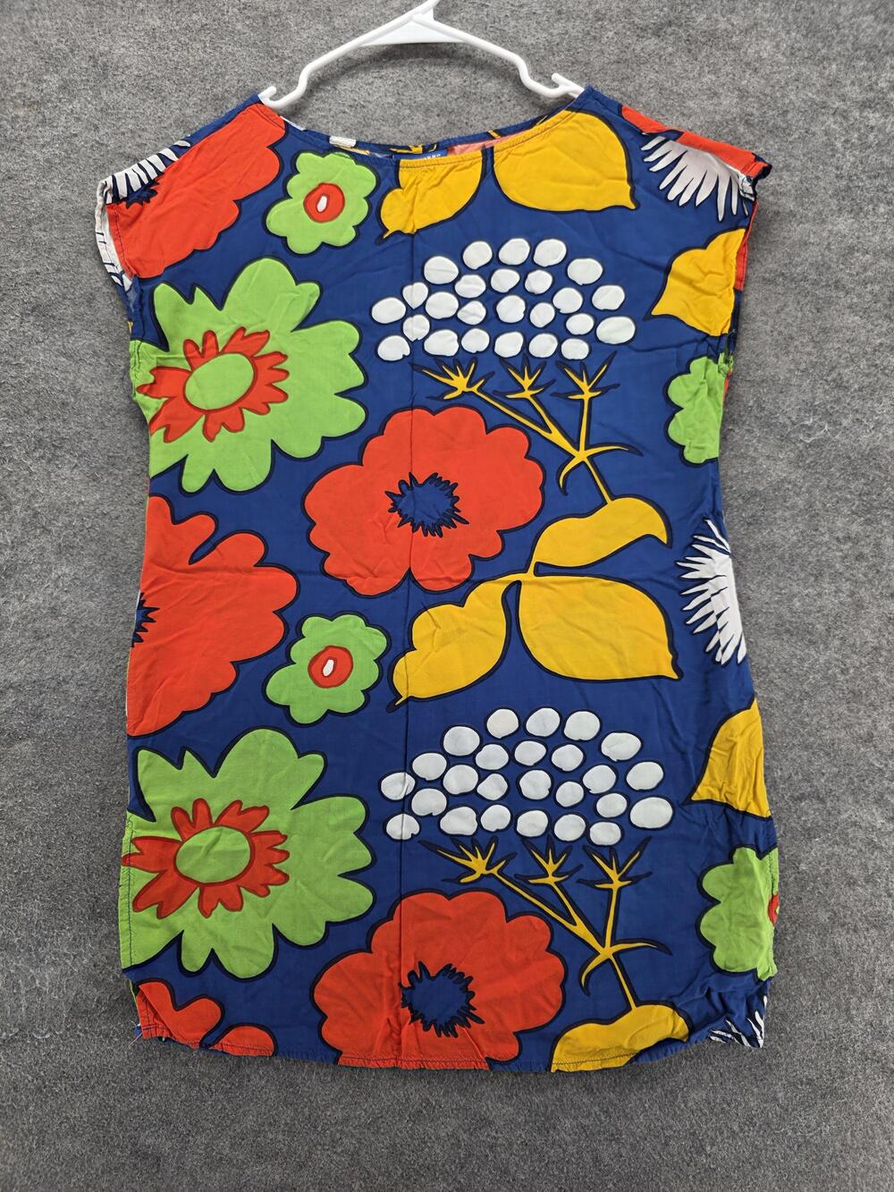 Marimekko For Target Dress Womens S Blue Floral Shift Rayon Short Cap Sleeve